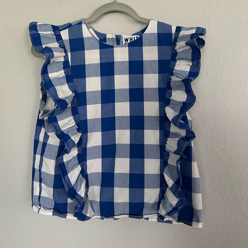 WHIT TWO Blue and White Gingham Blouse